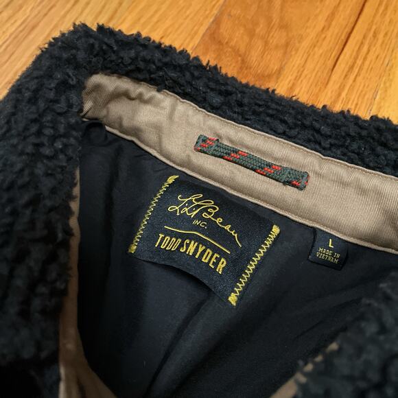 LL Bean x Todd Snyder Hi Pile Sherpa Polar Fleece Snap Jacket Black Size Large - Picture 2 of 7